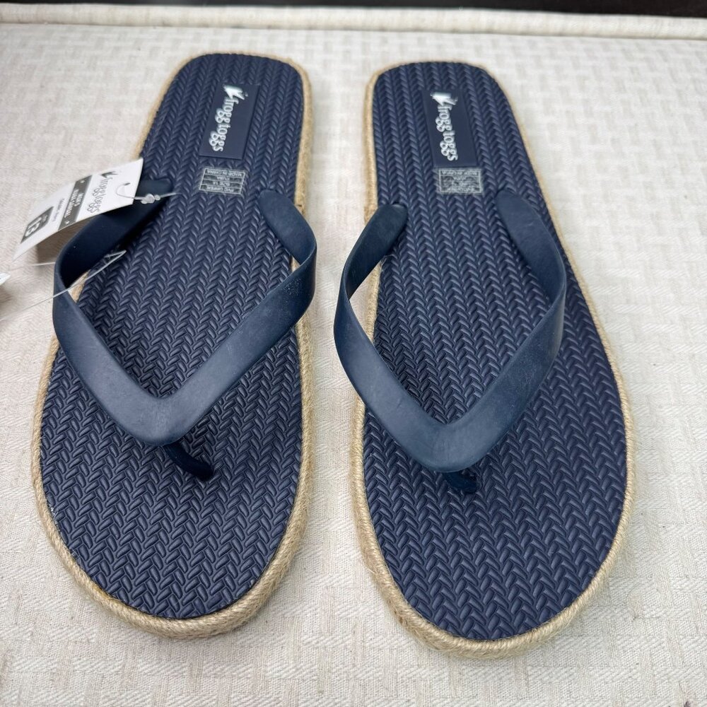 Frogg Toggs Mens Kuba Sandal Size 13 Navy Flip Flops With Jute Sole & Rubber